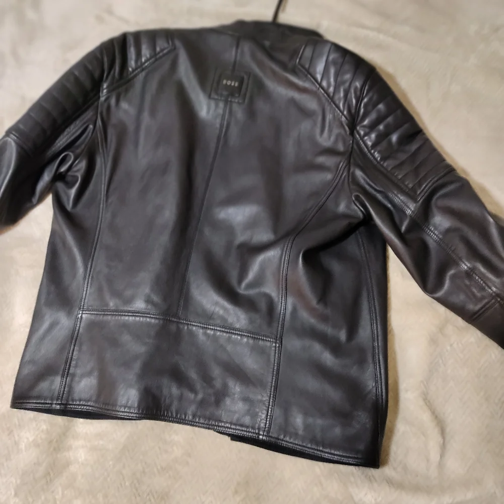 Boss Leather Jacket for man Black color - Picture 2 of 6